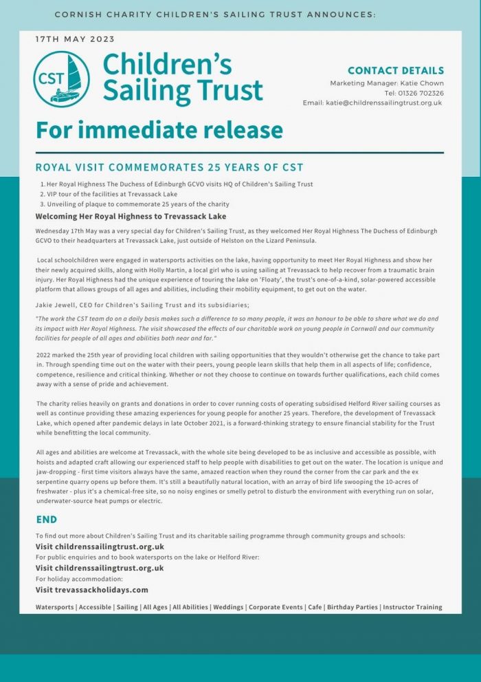Image of official HRH press release